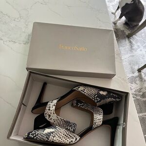Franco Sarto Black and White Strappy Heels